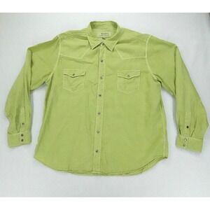 Ryan Michael Western Shirt Mens XXL Green Silk Linen Pearl Snap Cowboy Rodeo